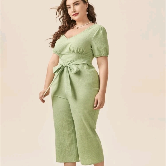 Plus Gingham print belted jumpsuit - Picture 4 of 4